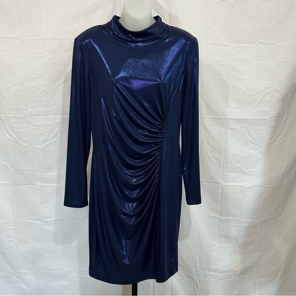 Vince Camuto Midnight Blue Long Sleeve Dress Size 14 - Picture 3 of 5